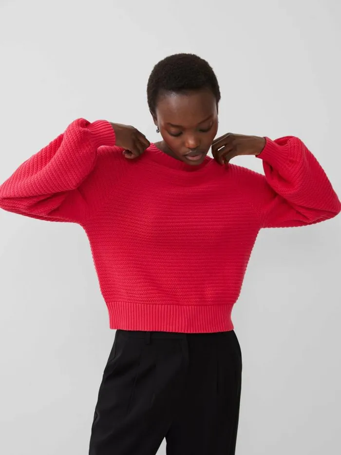 French Connection Lily Mozart Jumper Raspberry Sorbet Women Jumpers and Cardigans