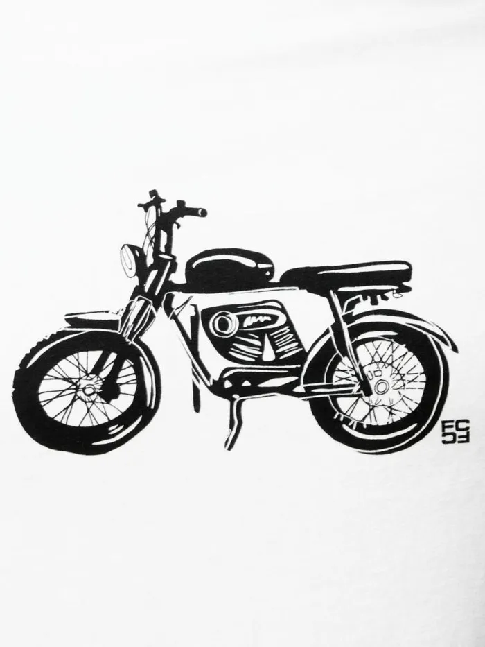 French Connection Motorbike Organic Short Sleeve Graphic TShirt White Men TShirts and Polo Shirts