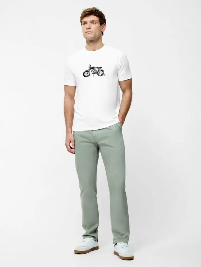 French Connection Motorbike Organic Short Sleeve Graphic TShirt White Men TShirts and Polo Shirts
