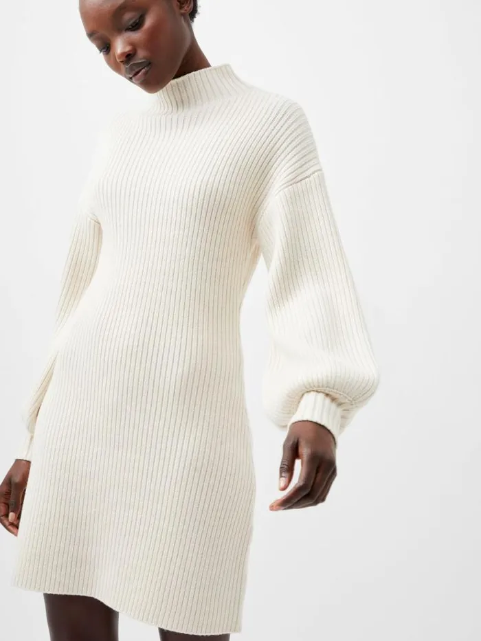 French Connection Myla Babysoft Mini Dress Classic Cream Women Dresses