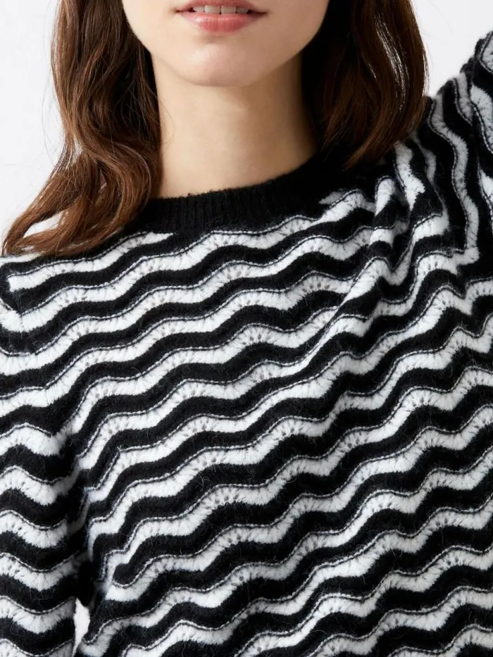 French Connection Natasha Recycled Scallop Jumper Moonless Nightc Crm Women Jumpers and Cardigans