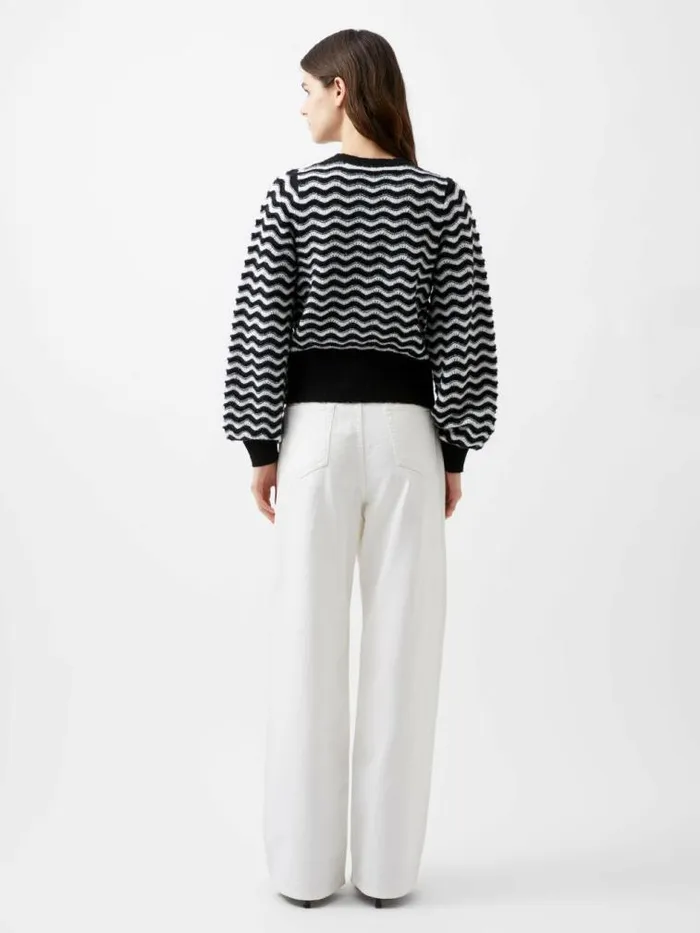 French Connection Natasha Recycled Scallop Jumper Moonless Nightc Crm Women Jumpers and Cardigans