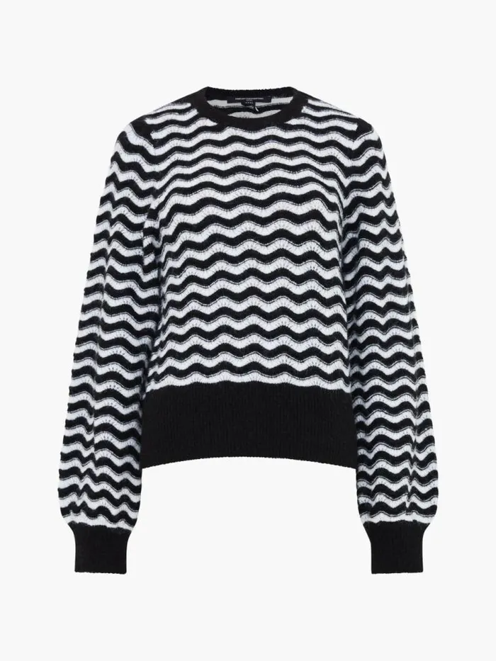 French Connection Natasha Recycled Scallop Jumper Moonless Nightc Crm Women Jumpers and Cardigans