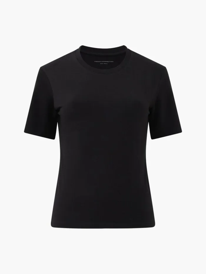 French Connection Rallie Cotton Crew Neck TShirt Black Women Tops