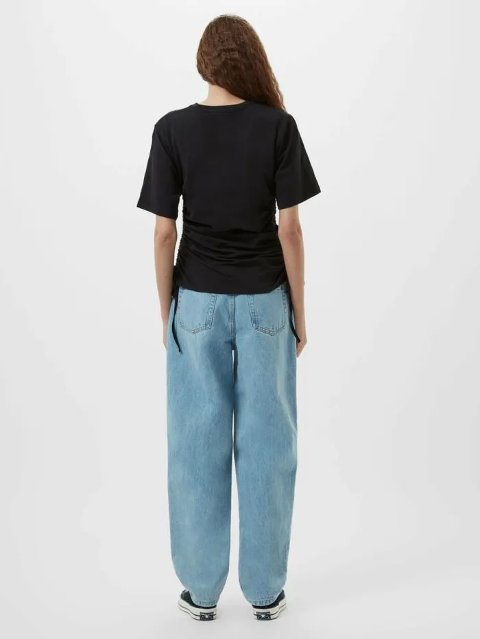French Connection Rallie Ruched Drawstring TShirt Black Women Tops