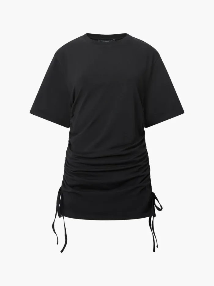 French Connection Rallie Ruched Drawstring TShirt Black Women Tops