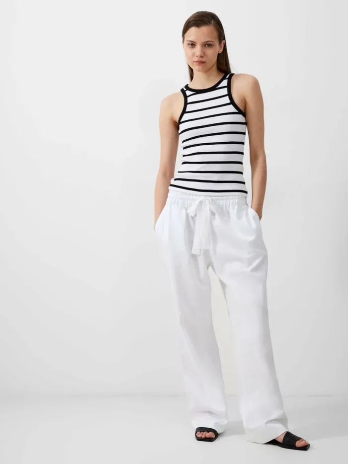 French Connection Rassia Stripe Racer Top Whiteblack Women Tops