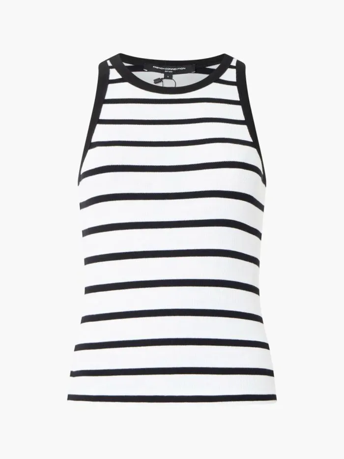 French Connection Rassia Stripe Racer Top Whiteblack Women Tops