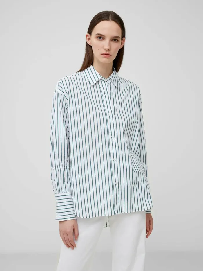 French Connection Rhodes Poplin Sleeve Detail Shirt Linen Whiteforest G Women Tops French Connection Rhodes Poplin Sleeve Detail Shirt Linen Whiteforest G Women Tops