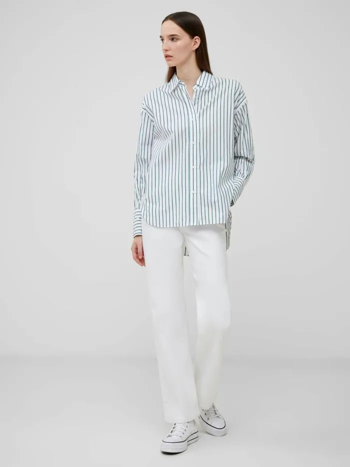 French Connection Rhodes Poplin Sleeve Detail Shirt Linen Whiteforest G Women Tops
