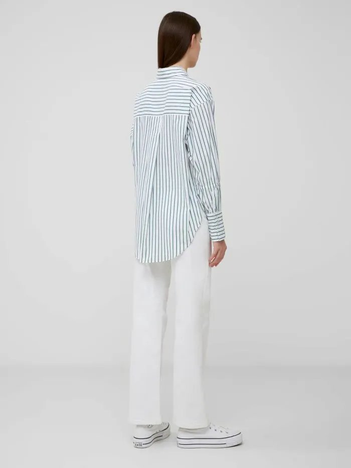 French Connection Rhodes Poplin Sleeve Detail Shirt Linen Whiteforest G Women Tops