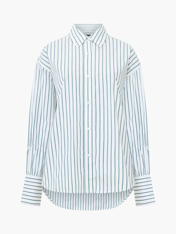 French Connection Rhodes Poplin Sleeve Detail Shirt Linen Whiteforest G Women Tops