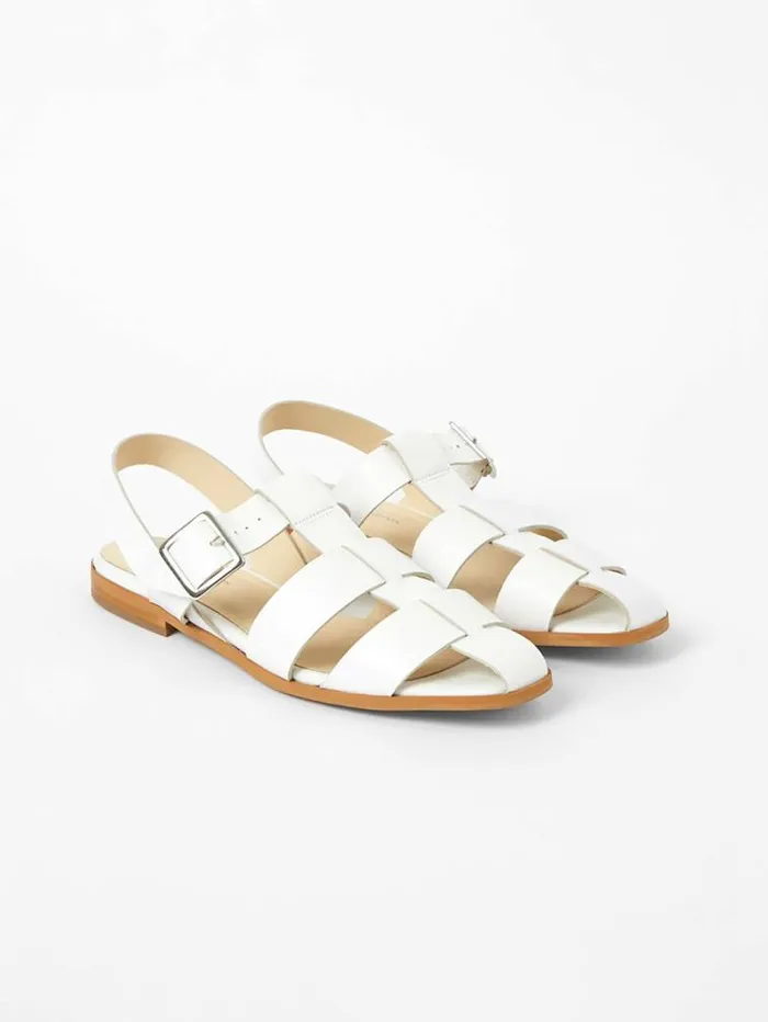 French Connection SW X Luisa Fisherman Caged Sandals White Women Shoes