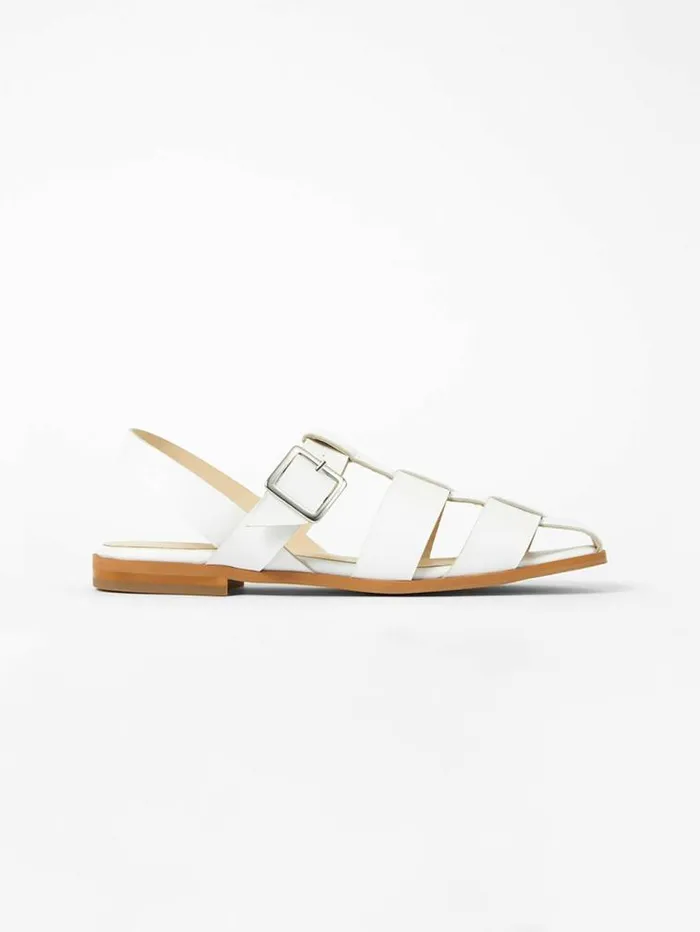 French Connection SW X Luisa Fisherman Caged Sandals White Women Shoes