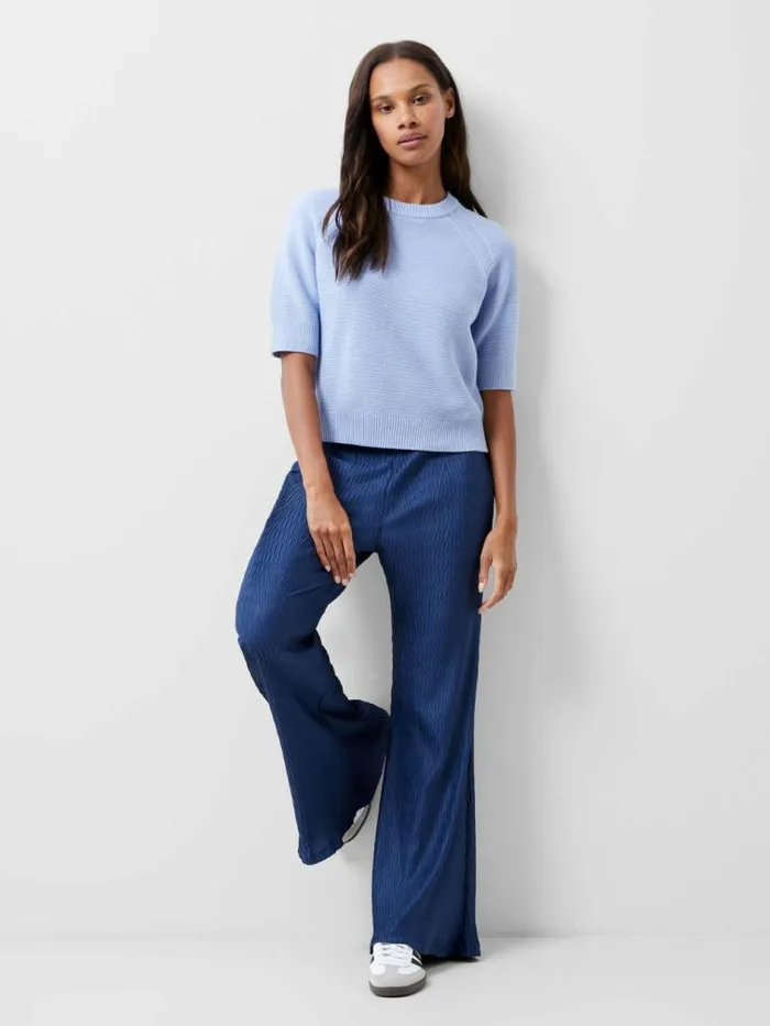French Connection Scarlette Plisse Trousers Midnight Blue Women Trousers