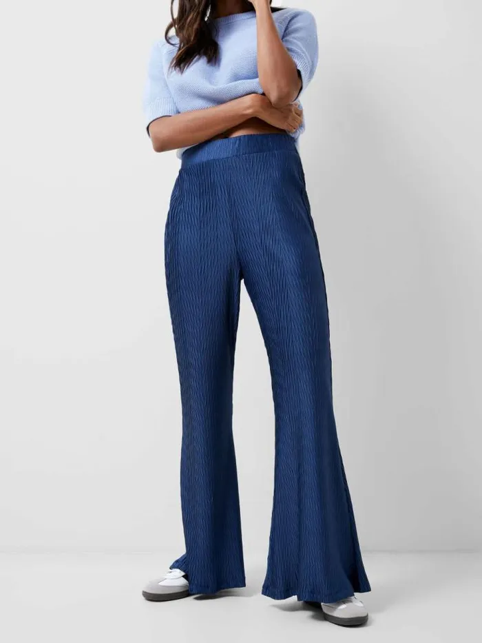 French Connection Scarlette Plisse Trousers Midnight Blue Women Trousers