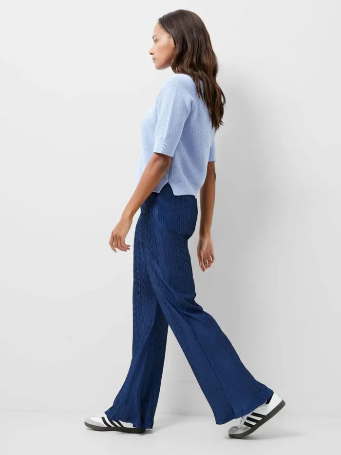 French Connection Scarlette Plisse Trousers Midnight Blue Women Trousers