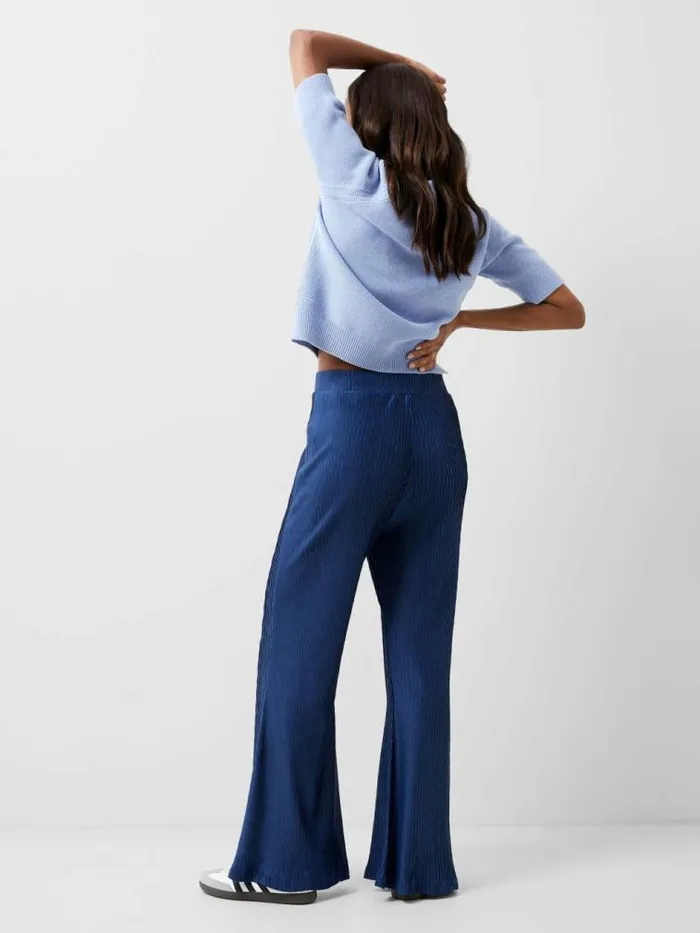 French Connection Scarlette Plisse Trousers Midnight Blue Women Trousers