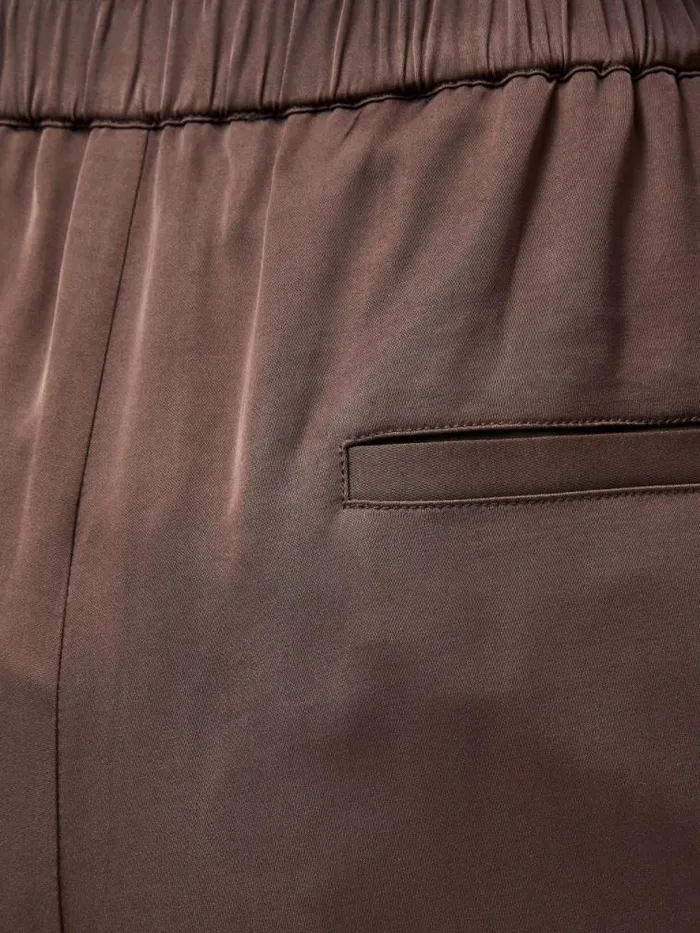 French Connection Sera Eco Satin Elasticated Wide Leg Trousers Walnut Brown Women Trousers