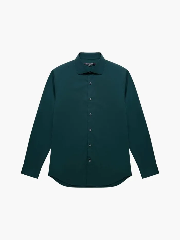 French Connection Slim Cutaway Collar Long Sleeve Shirt Dark Green Men Shirts French Connection Slim Cutaway Collar Long Sleeve Shirt Dark Green Men Shirts