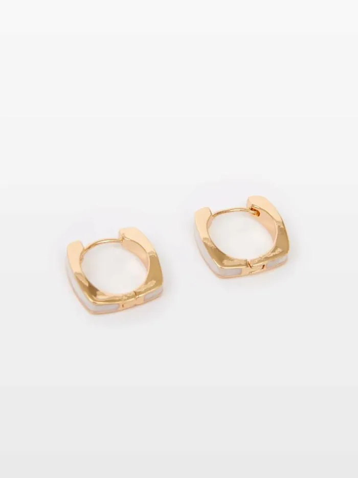French Connection Square Huggie Hoop Earrings Whitegold Women Jewellery