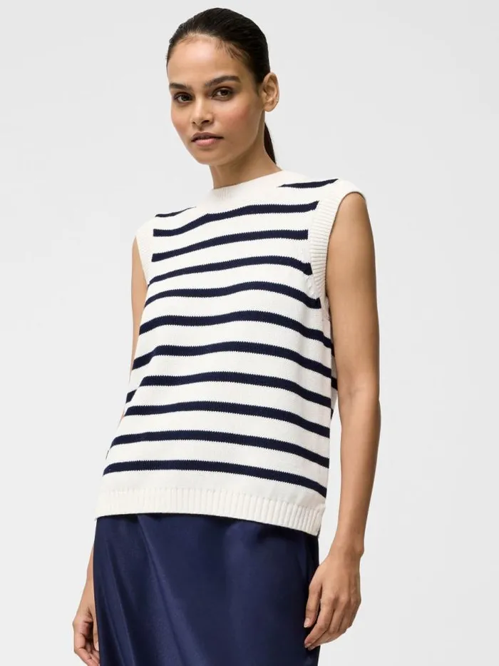 French Connection Striped Oversize Knit Tank Ecrumidnight Women Jumpers and Cardigans French Connection Striped Oversize Knit Tank Ecrumidnight Women Jumpers and Cardigans
