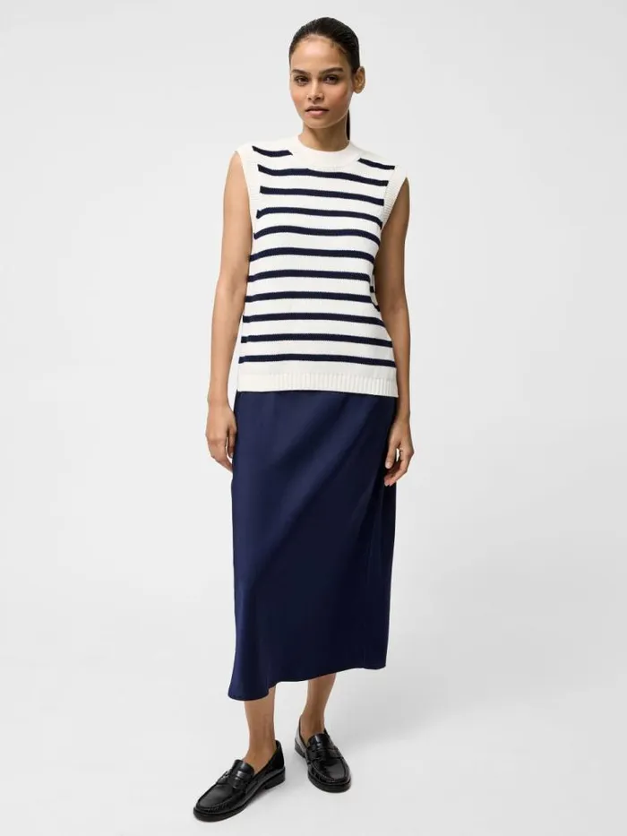 French Connection Striped Oversize Knit Tank Ecrumidnight Women Jumpers and Cardigans
