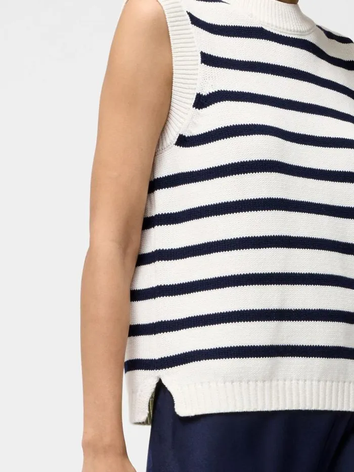 French Connection Striped Oversize Knit Tank Ecrumidnight Women Jumpers and Cardigans