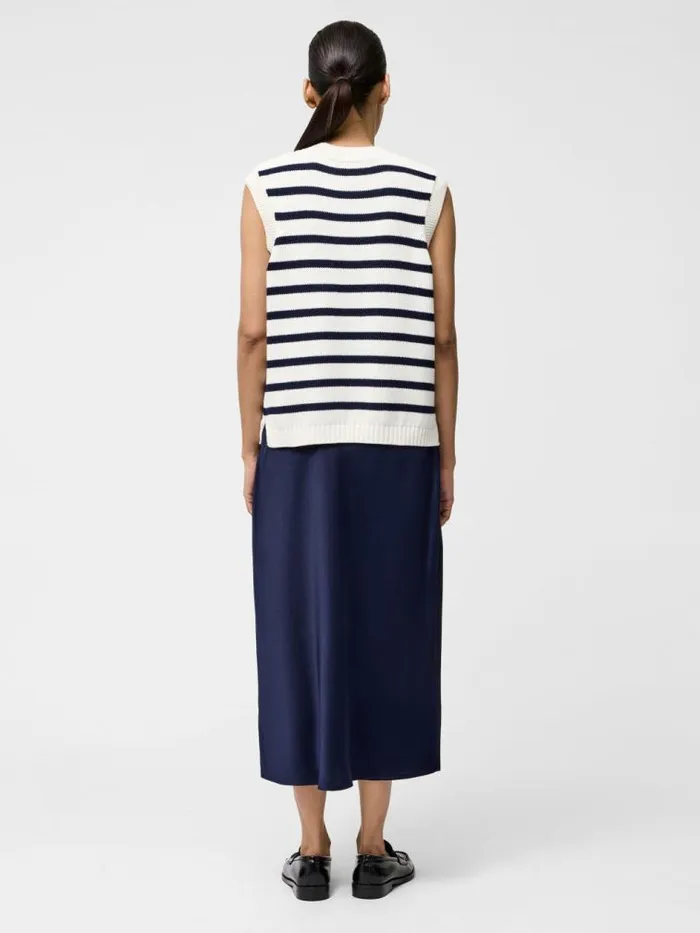 French Connection Striped Oversize Knit Tank Ecrumidnight Women Jumpers and Cardigans