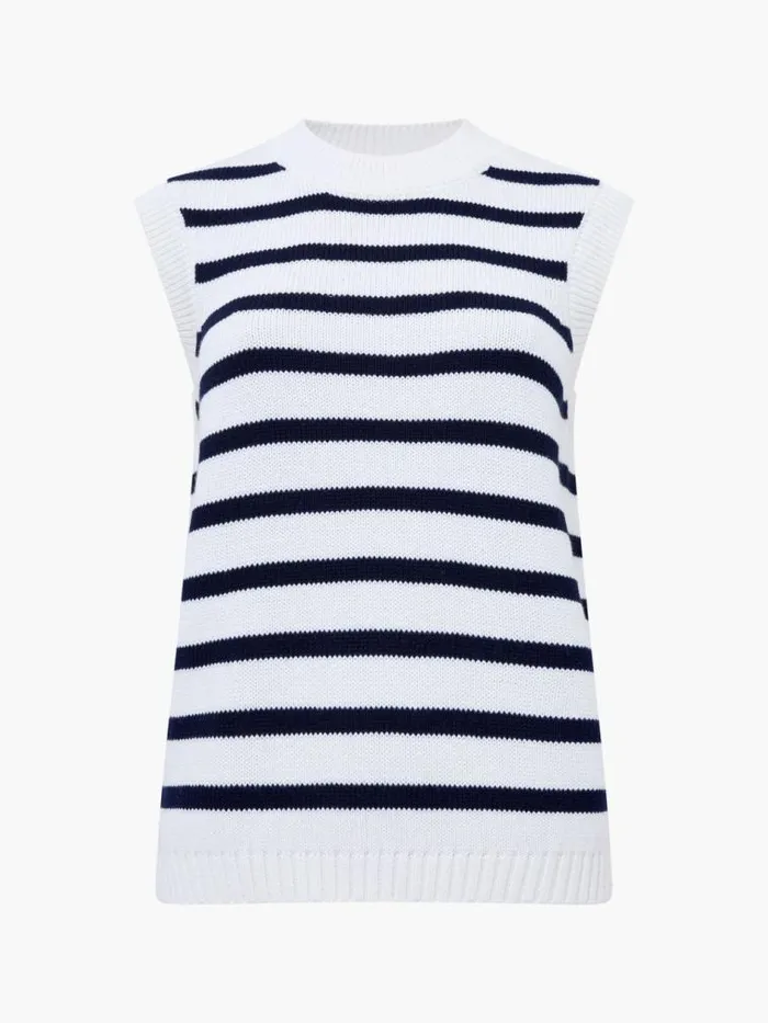 French Connection Striped Oversize Knit Tank Ecrumidnight Women Jumpers and Cardigans