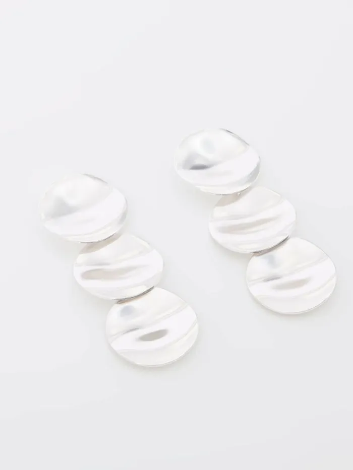 French Connection Triple Circle Drop Earrings Silver Women Jewellery