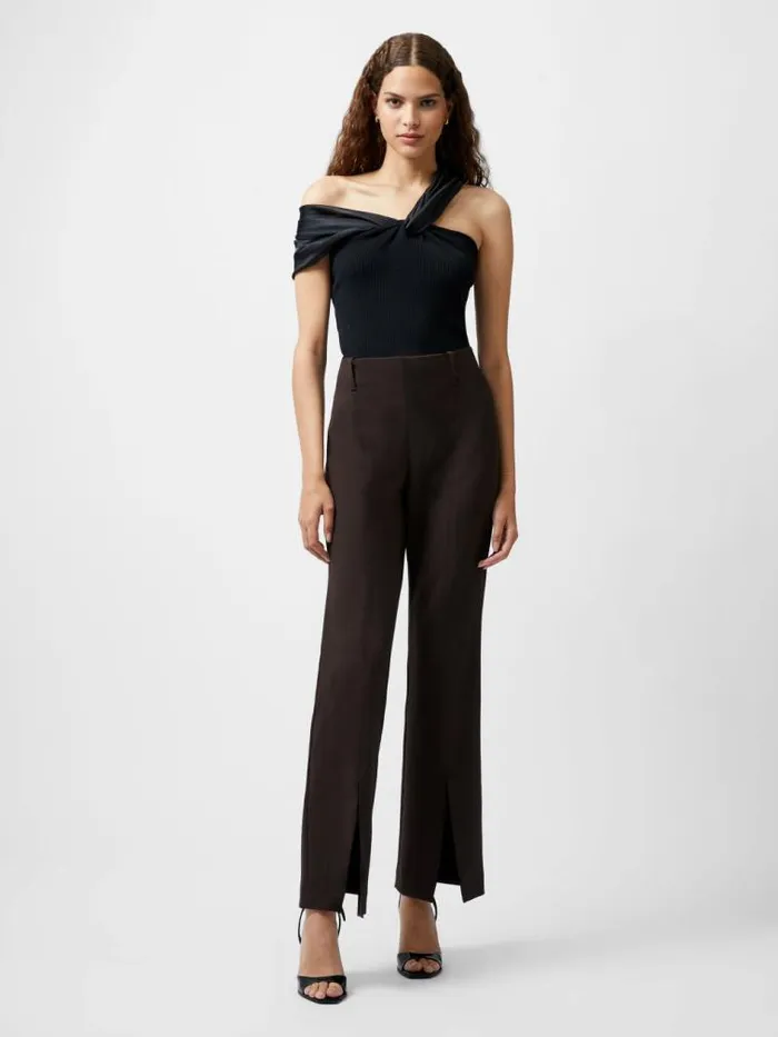 French Connection Whisper Front Split Trousers Chocolate Ganache Women Trousers French Connection Whisper Front Split Trousers Chocolate Ganache Women Trousers