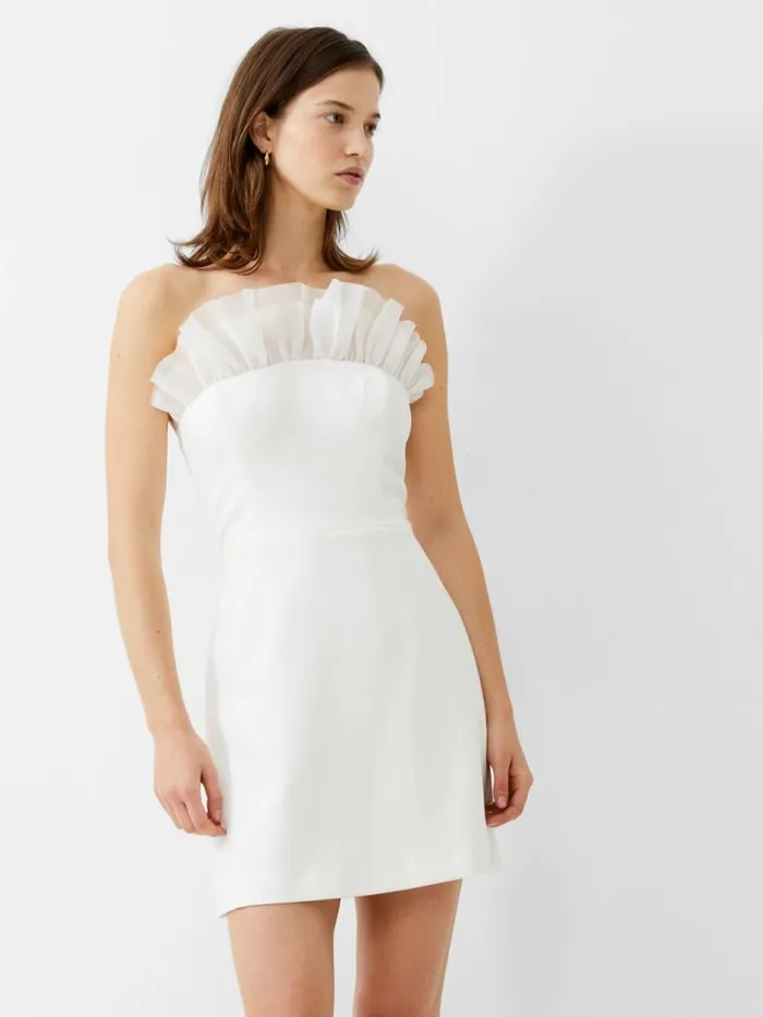 French Connection Whisper Organza Bandeau Mini Dress Summer White Women Dresses