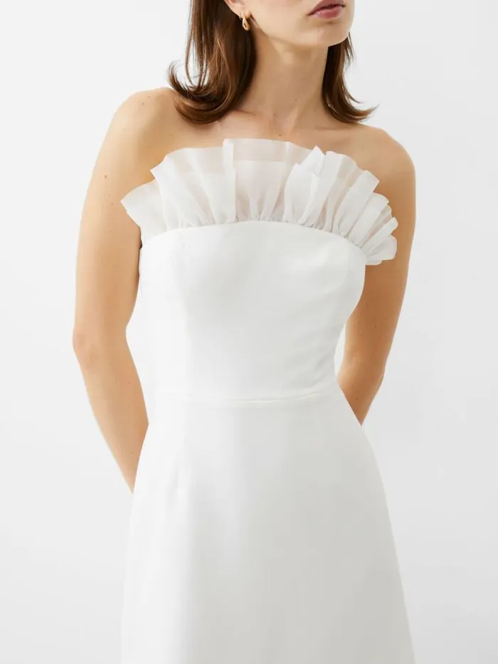 French Connection Whisper Organza Bandeau Mini Dress Summer White Women Dresses