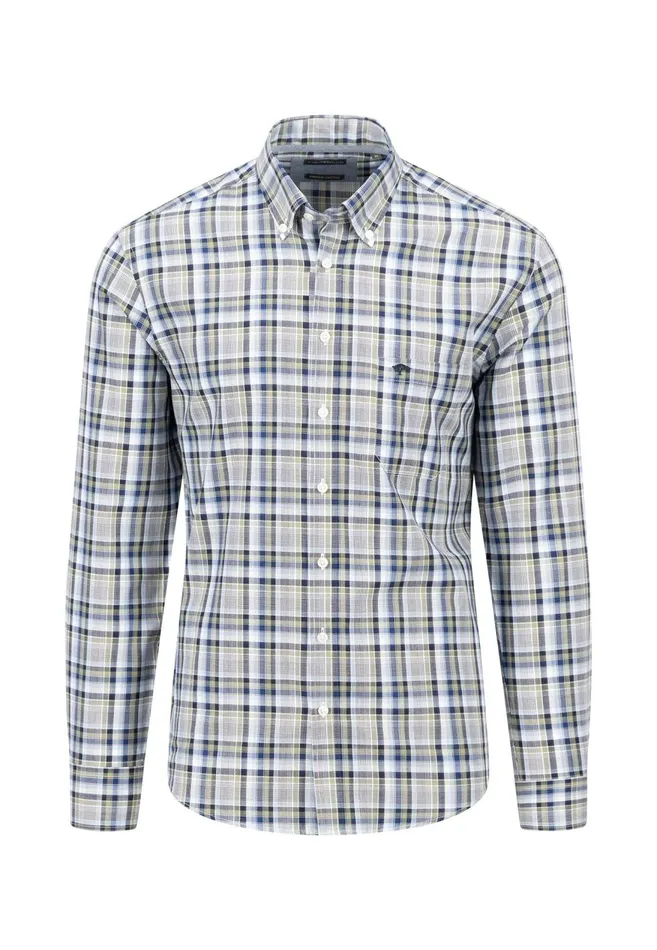 FYNCHHATTON Carroted Shirt With Buttondown Collar Grass Greenflamelight Khaki Men Shirts