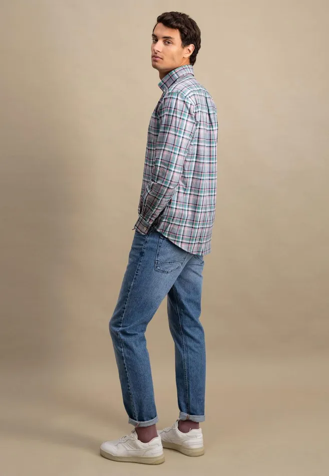 FYNCHHATTON Carroted Shirt With Buttondown Collar Grass Greenflamelight Khaki Men Shirts