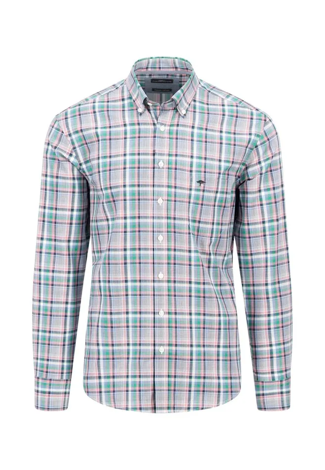 FYNCHHATTON Carroted Shirt With Buttondown Collar Grass Greenflamelight Khaki Men Shirts
