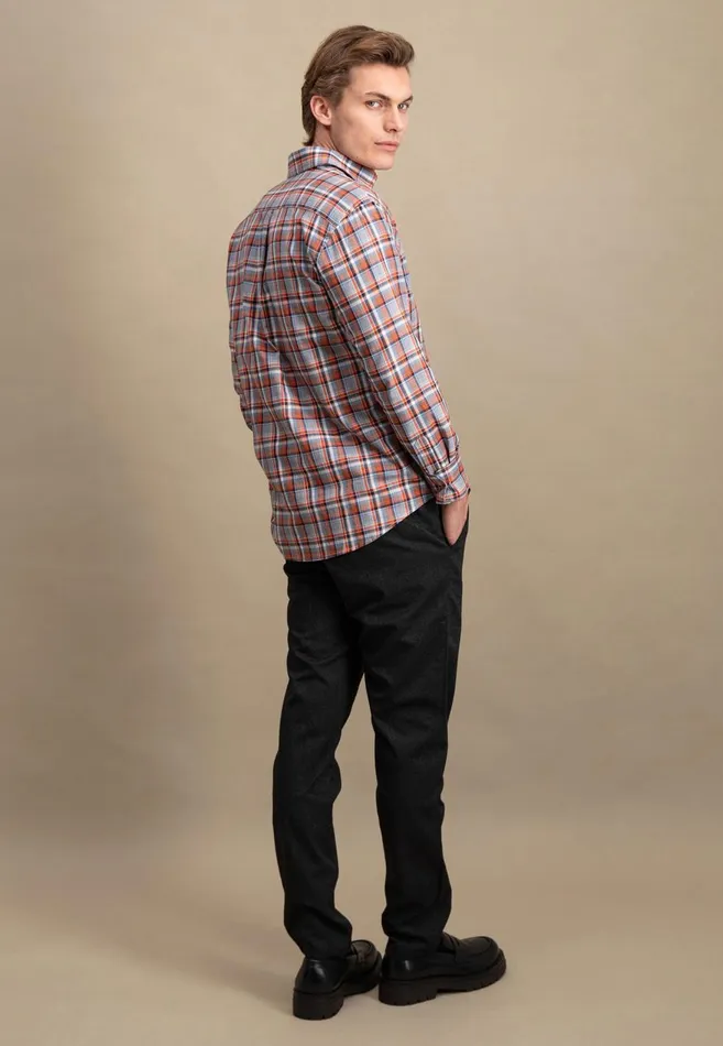 FYNCHHATTON Carroted Shirt With Buttondown Collar Grass Greenflamelight Khaki Men Shirts