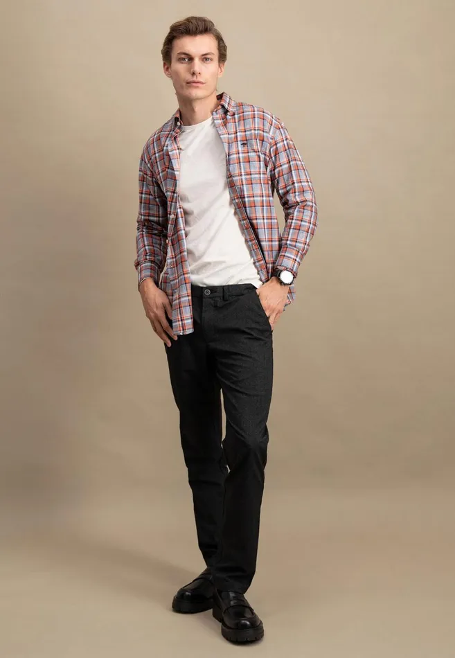 FYNCHHATTON Carroted Shirt With Buttondown Collar Grass Greenflamelight Khaki Men Shirts
