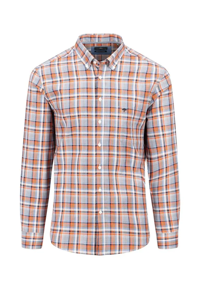 FYNCHHATTON Carroted Shirt With Buttondown Collar Grass Greenflamelight Khaki Men Shirts