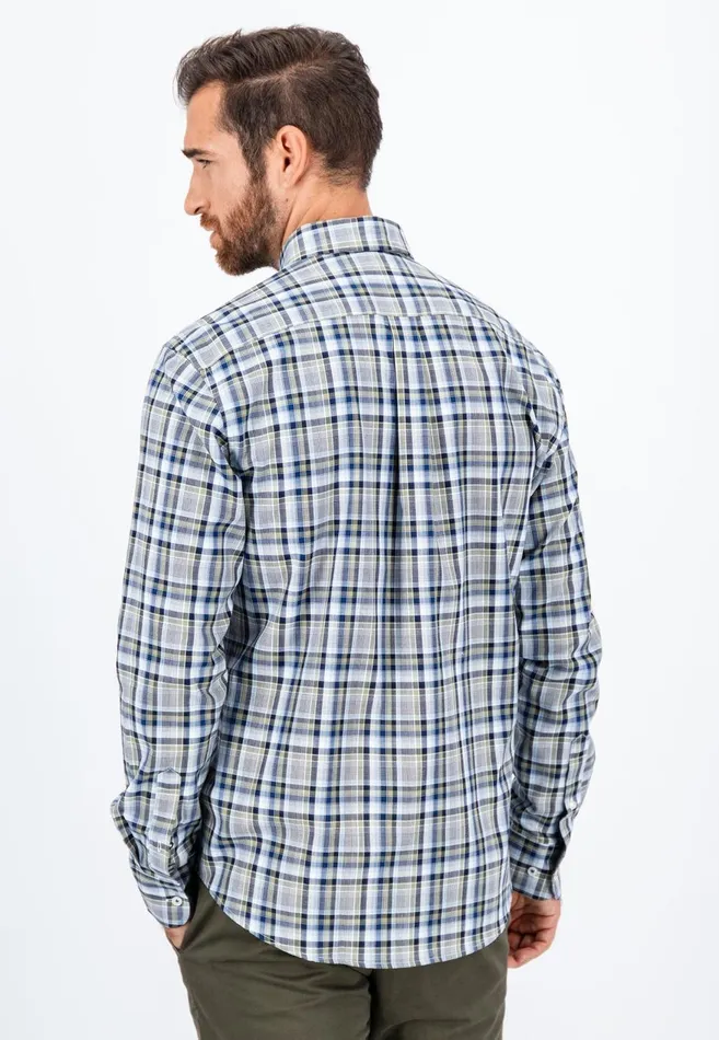 FYNCHHATTON Carroted Shirt With Buttondown Collar Grass Greenflamelight Khaki Men Shirts