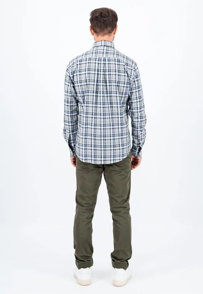 FYNCHHATTON Carroted Shirt With Buttondown Collar Grass Greenflamelight Khaki Men Shirts