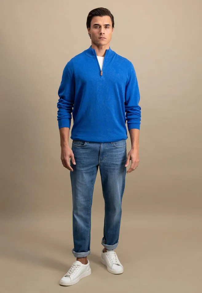 FYNCHHATTON Casual Fit Jeans In 5pocket Design Light Bluemid Blue Men Pants