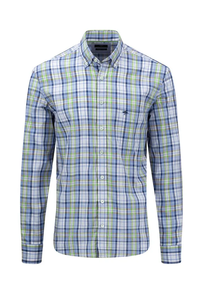 FYNCHHATTON Checked Buttondown Shirt Crystal Blueimpalaleaf Greenorient Red Men Shirts