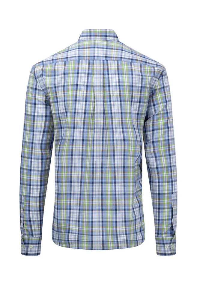 FYNCHHATTON Checked Buttondown Shirt Crystal Blueimpalaleaf Greenorient Red Men Shirts