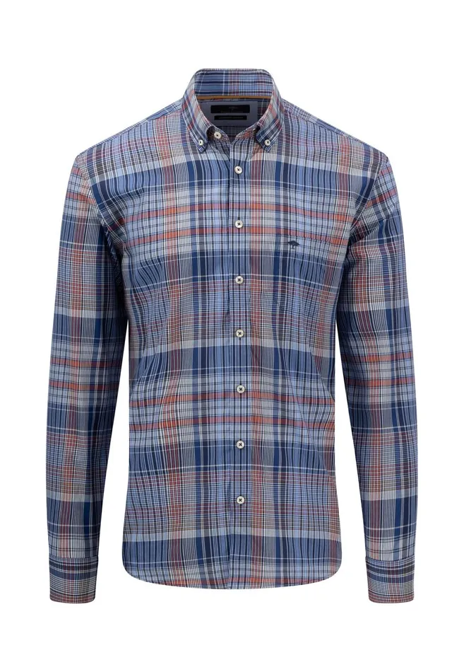 FYNCHHATTON Checked Buttondown Shirt Crystal Blueimpalaleaf Greenorient Red Men Shirts