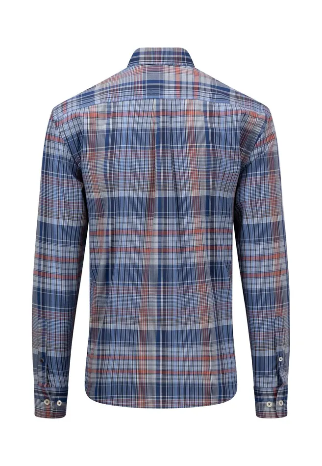 FYNCHHATTON Checked Buttondown Shirt Crystal Blueimpalaleaf Greenorient Red Men Shirts