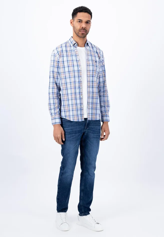 FYNCHHATTON Checked Buttondown Shirt Crystal Blueimpalaleaf Greenorient Red Men Shirts