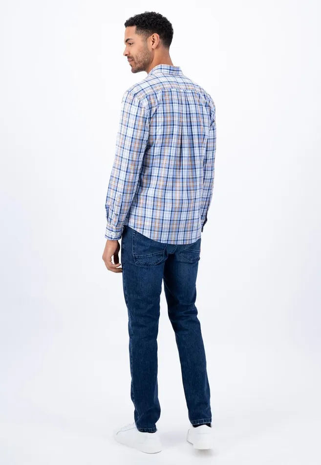 FYNCHHATTON Checked Buttondown Shirt Crystal Blueimpalaleaf Greenorient Red Men Shirts