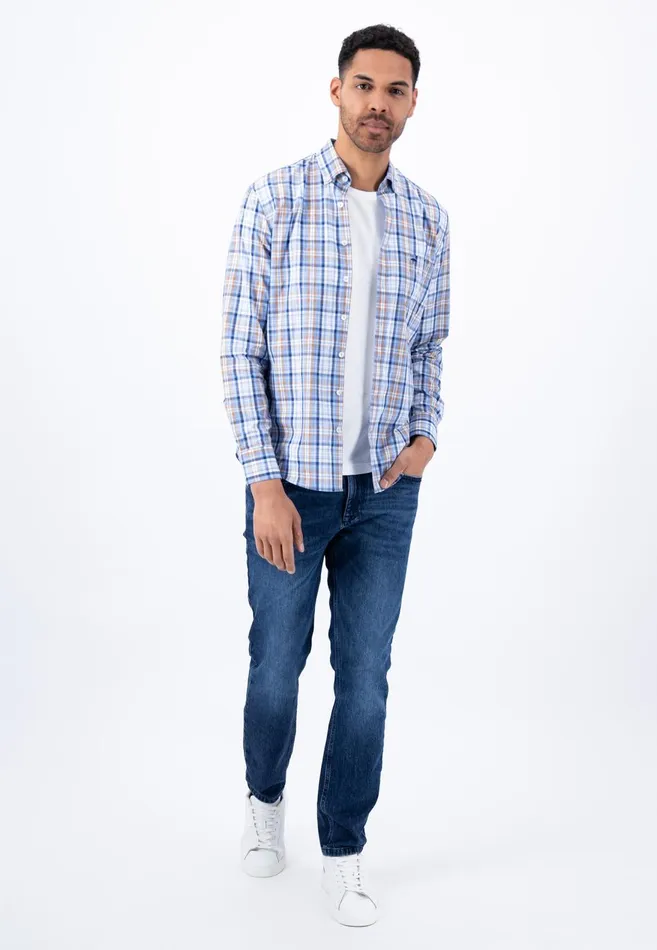 FYNCHHATTON Checked Buttondown Shirt Crystal Blueimpalaleaf Greenorient Red Men Shirts